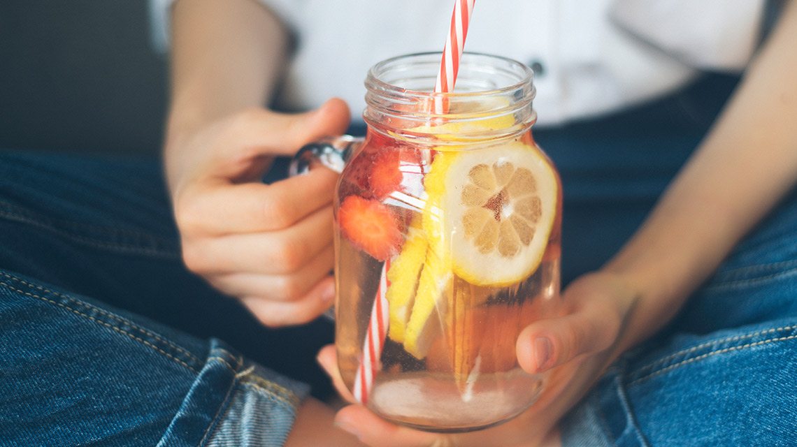 Water with fruits for hydration