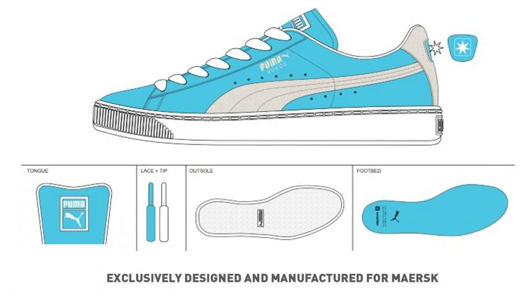 PUMA and its long term logistics partner Maersk design exclusive Maersk PUMA Suede sneakers for employees PUMA CATch up